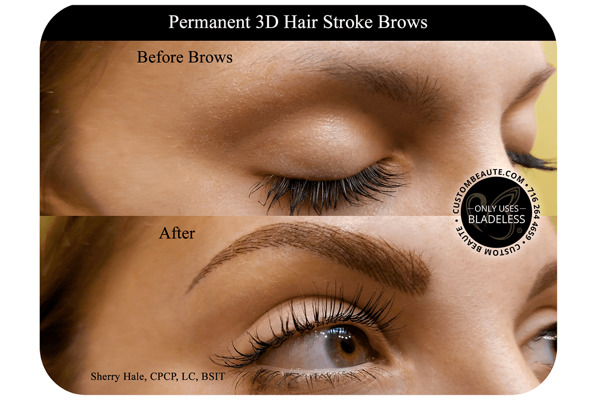Before and After Permanent 3D Hair Stroke Brows - Microblading
