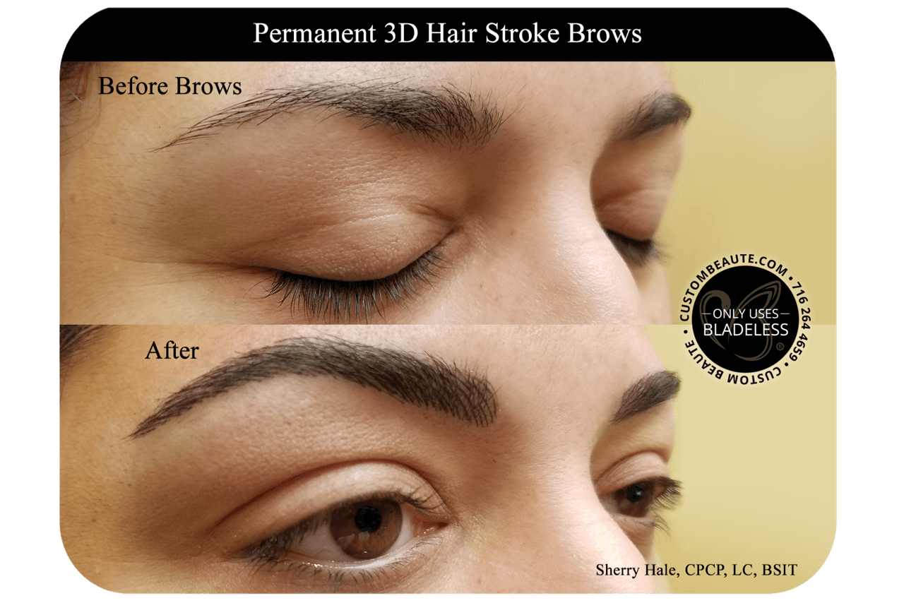 Before and After Permanent 3D Hair Stroke Brows - Microblading